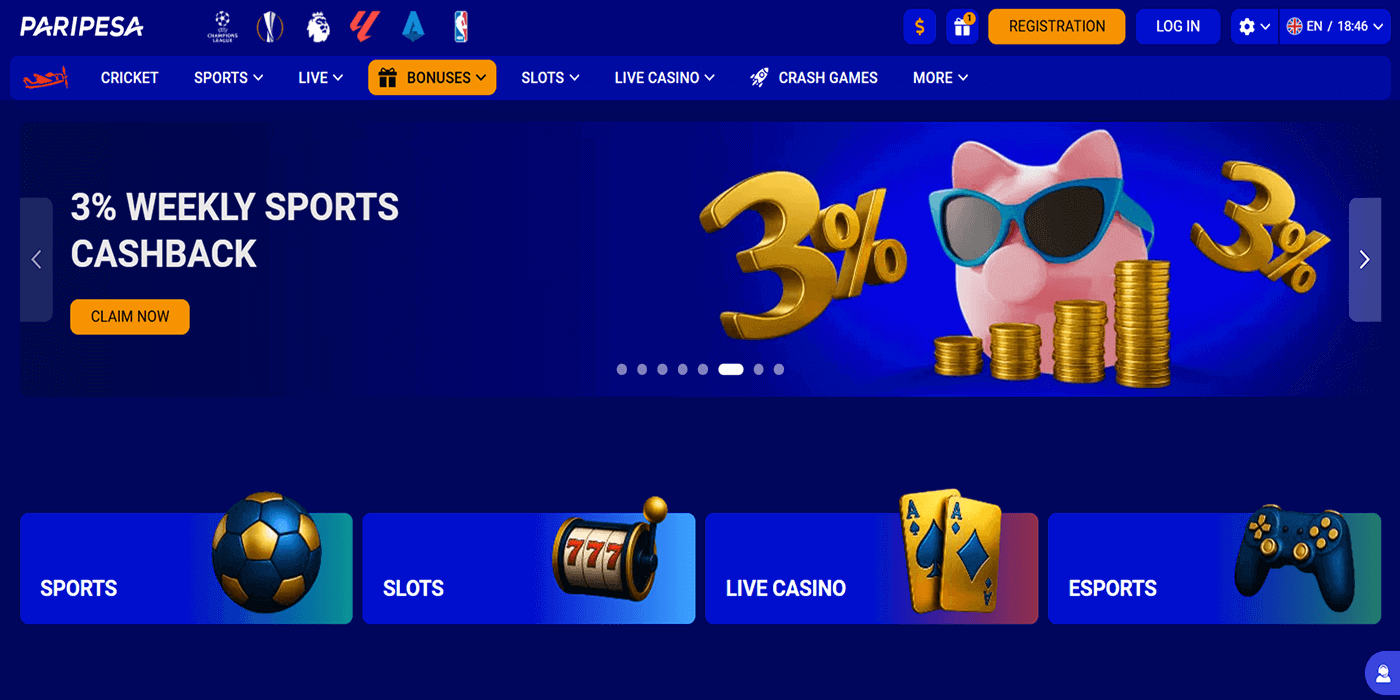 Paripesa Desktop Website