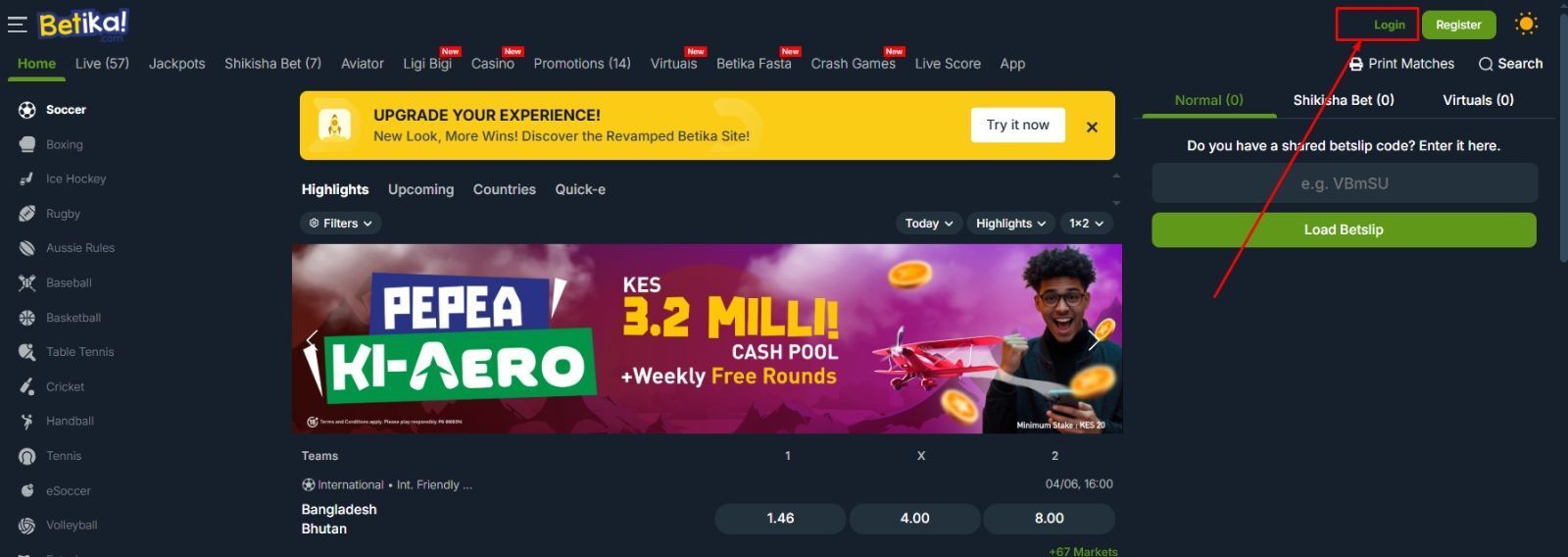 betika website login