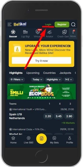 betika login button